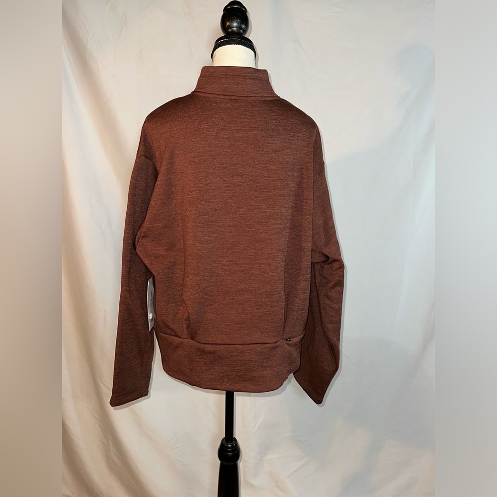 ATHLETA • NWT Altitude Polartec Half Zip Sweatshirt • Size L  Mahogany Heather - Picture 2 of 9